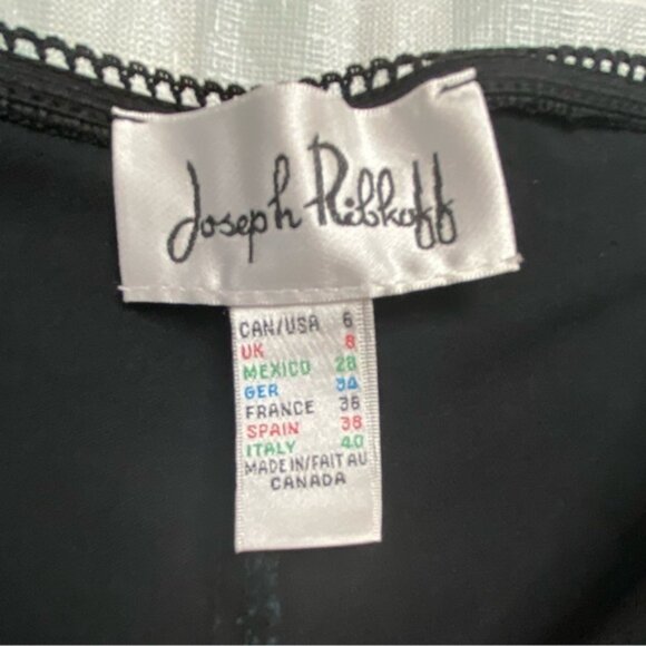 Unique Joseph Ribkoff black crochet waist split front seam stretch pants size 6 - Picture 3 of 13